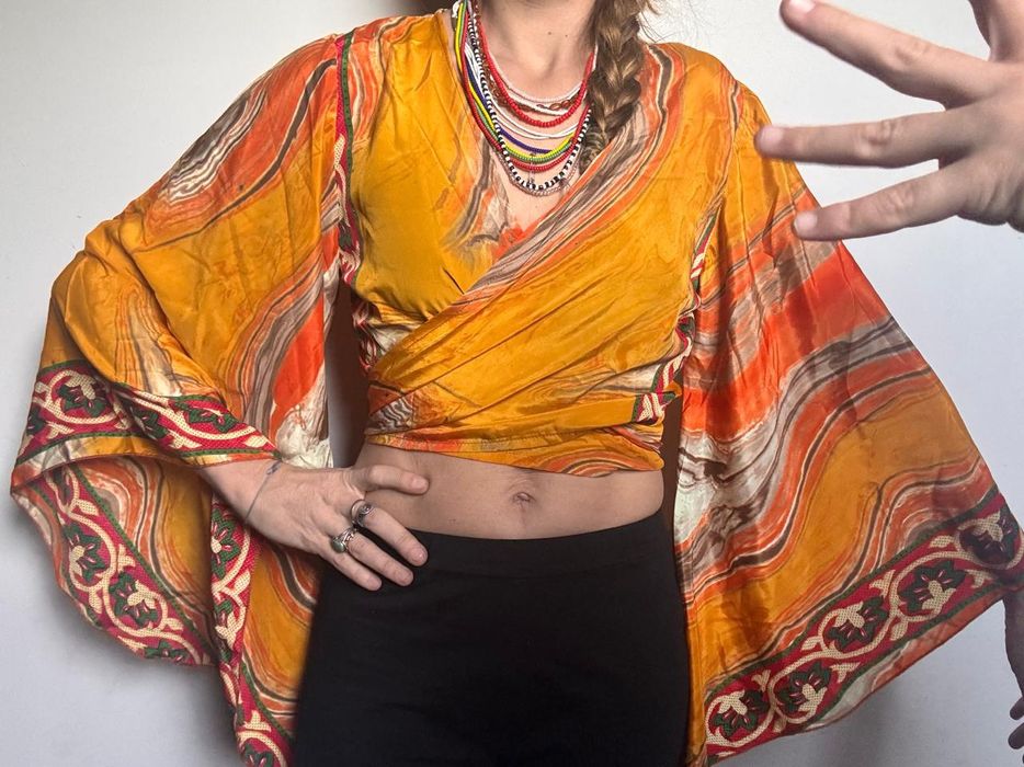 Bluzka boho top Indie szerokie rękawy