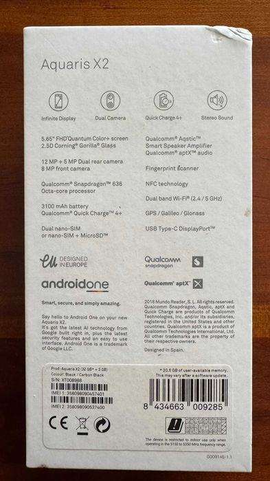 Smartphone Android BQ Aquaris X2