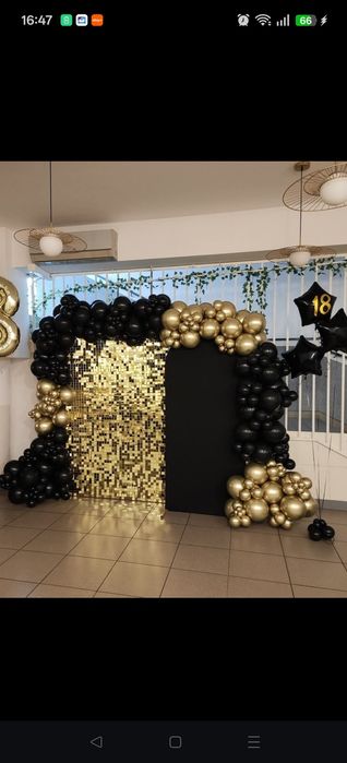 Cekiny,  ścianka balonowa