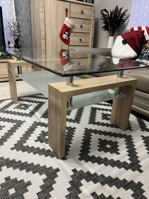 Ława szklana , kolor dąb sonoma