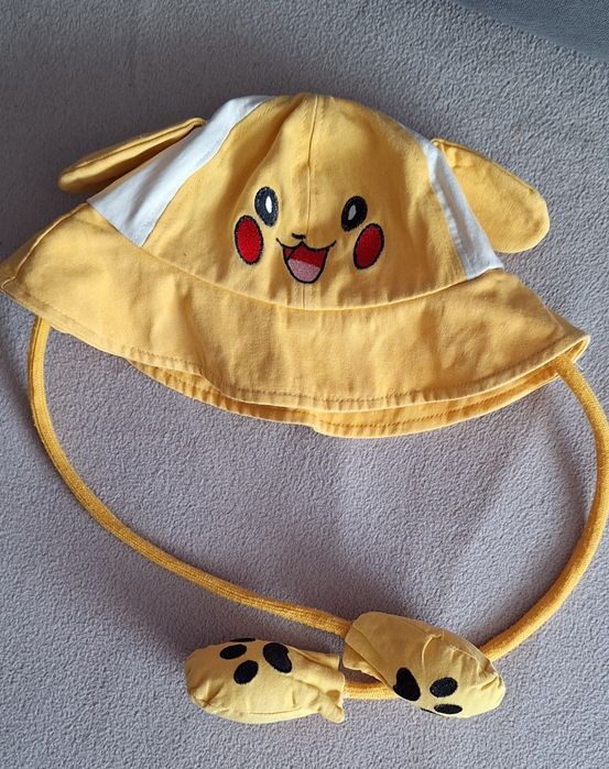 Zestaw czapek letnich dla dziewczynki,dżokejki i kapelusik Pikachu