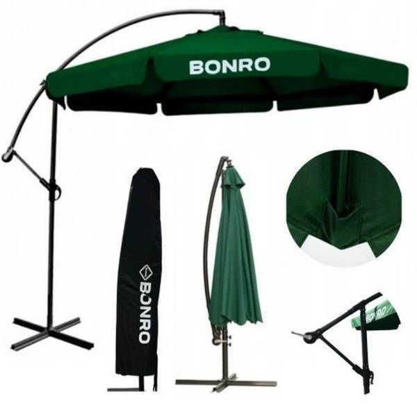 Зонтик/Парасоля садова з нахилом зелена Bonro B-7218 3м 6 спиць+ трима