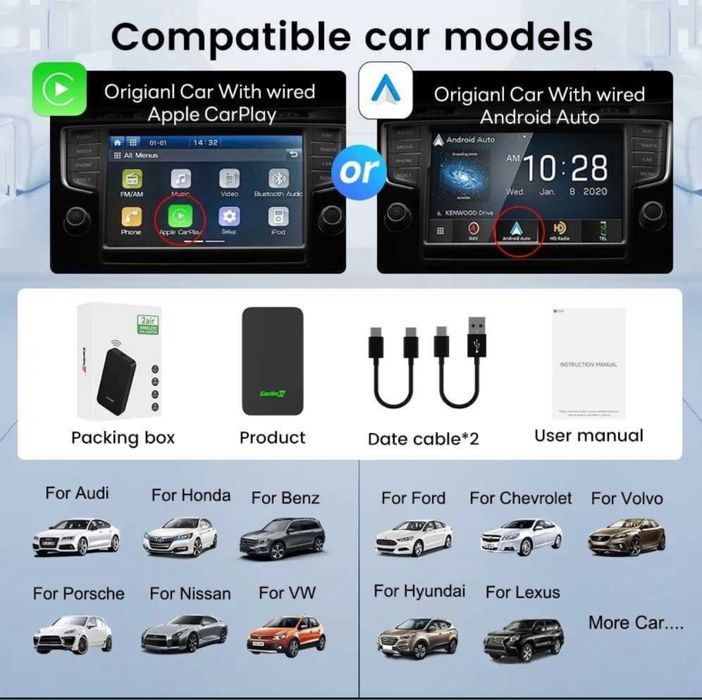CarlinKit 5.0 2air - адаптер для беспроводного CarPlay/Android