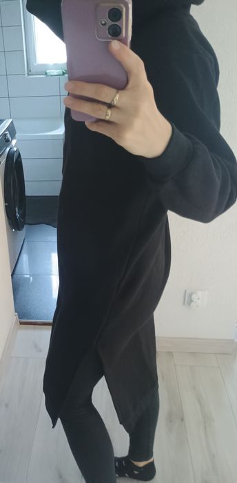 Sukienka tunika czarna ocieplana z kapturem La Blanche 36