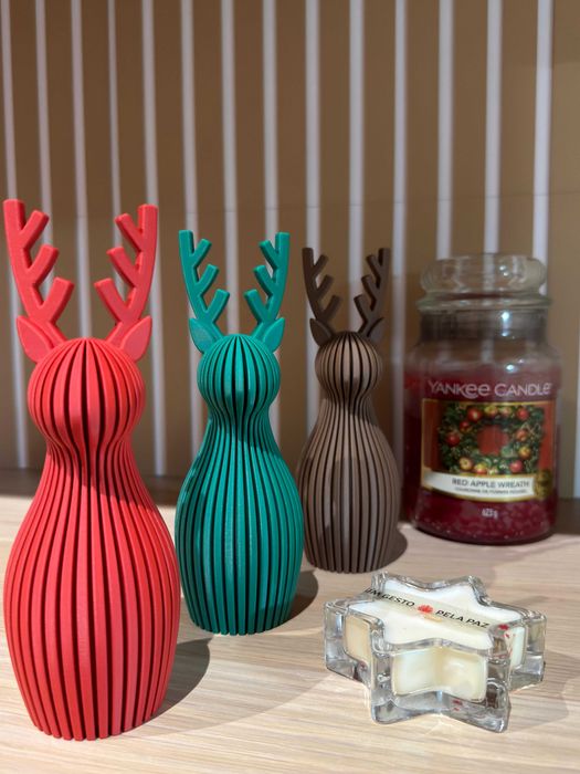 Conjunto 3 Renas de Natal 3D