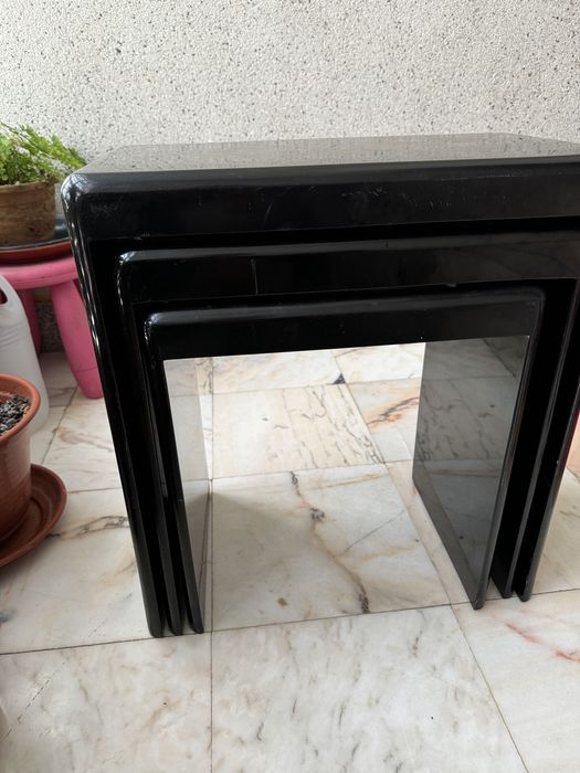 Conjunto 3 mesas laterais de apoio empilhaveis