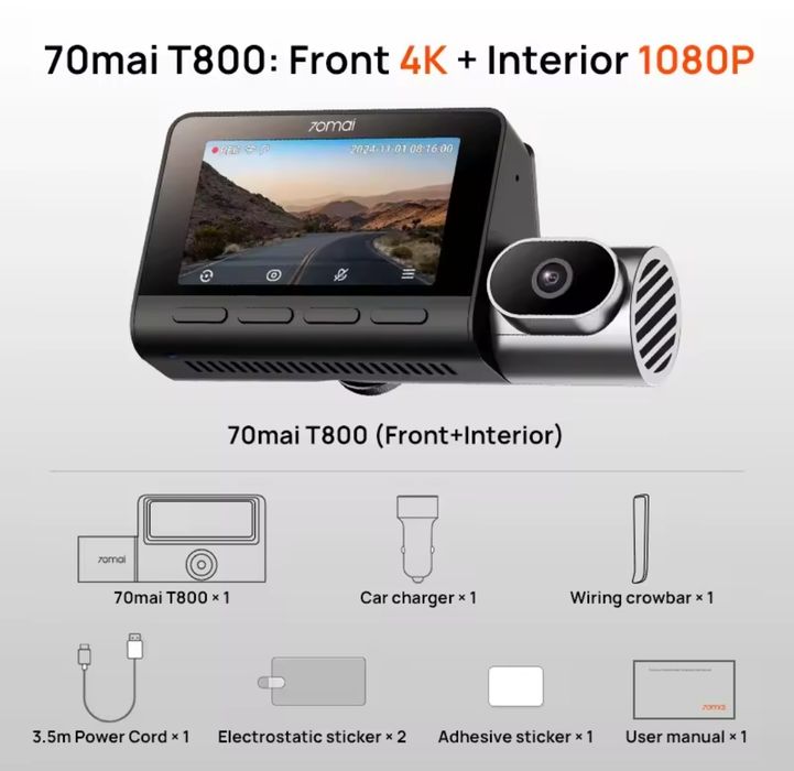 Видеорегистратор 70mai T800 + SD 128Gb