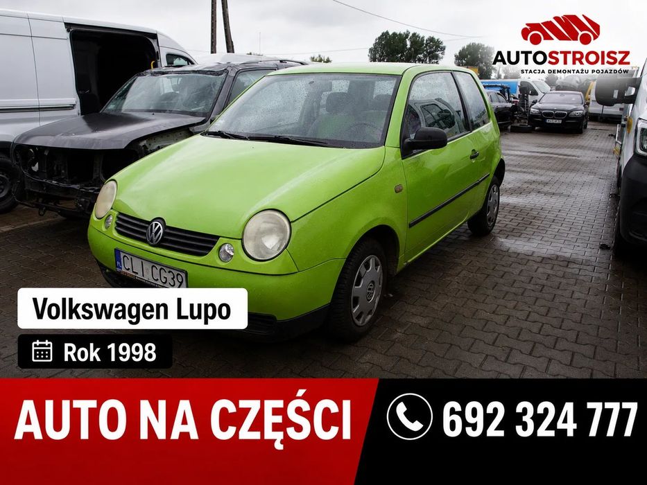 Auto na części - Volkswagen Lupo 1.0 MPI 50 KM ALL DKG LR6A 1998R Silnik Skrzynia Drzwi Maska Błotnik Zderzak Klapa Lampa Lusterko Klamka Szyba Deska Kokpit Sterownik Moduł Czujnik Licznik Panel Kierownica
