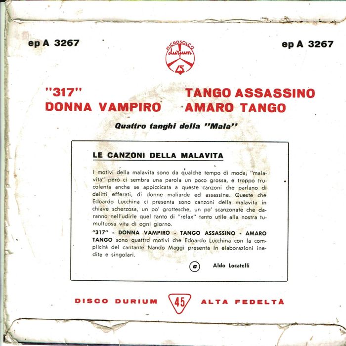Edoardo Lucchina E Il Suo Quintetto* – Quattro Tanghi Della "Mala" -