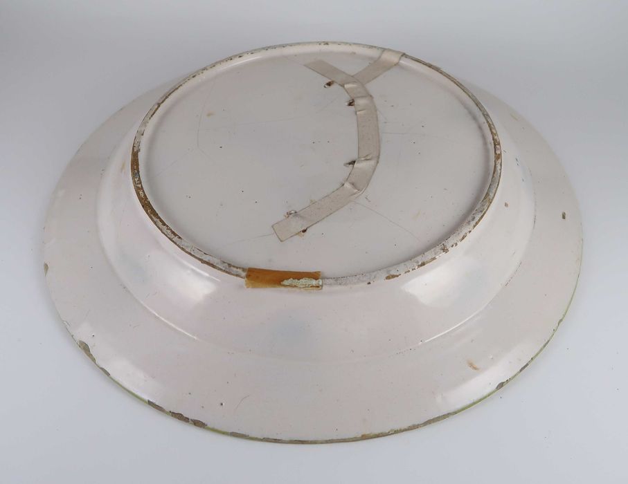 Prato Grande Séc. XIX - Faiança da Bandeira / Fervença - 34.5 cm