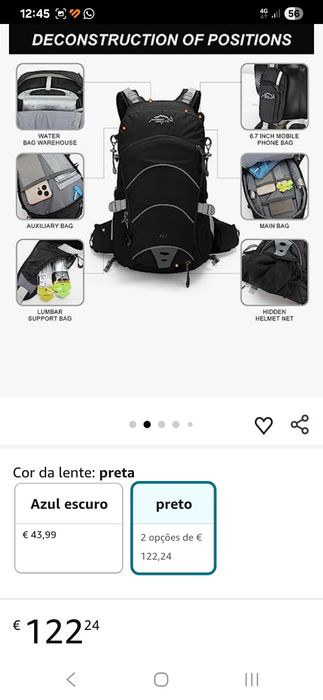 Mochila outdoor/caminhada/lazer