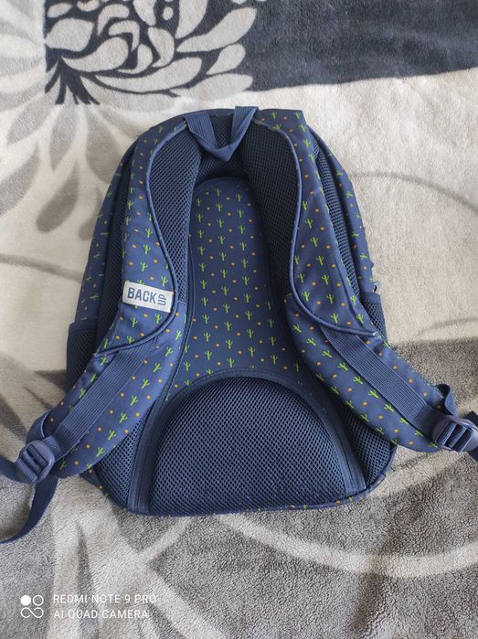 Plecak back up granatowy w kaktusy
