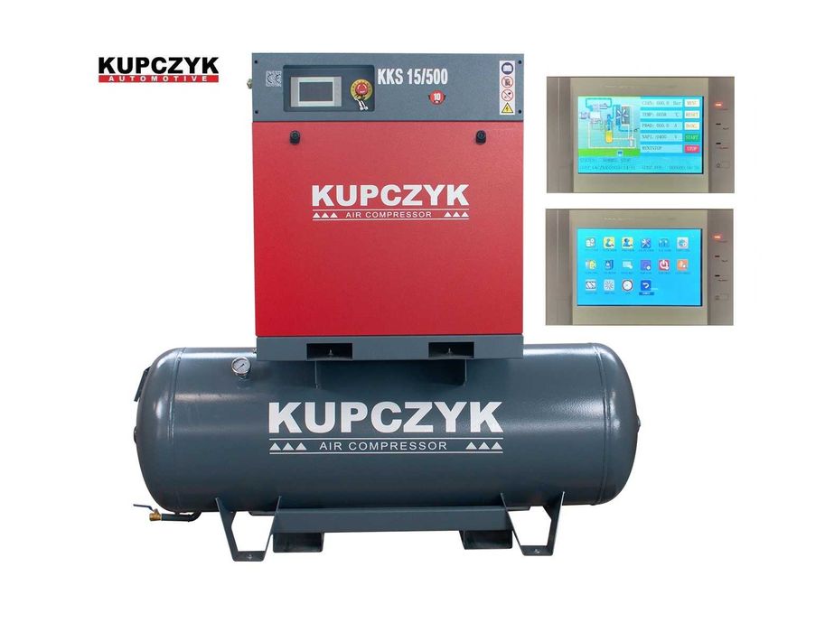 Kompresor Śrubowy 11 kw zbiornik 500l wydajność 1600 L/min Kupczyk