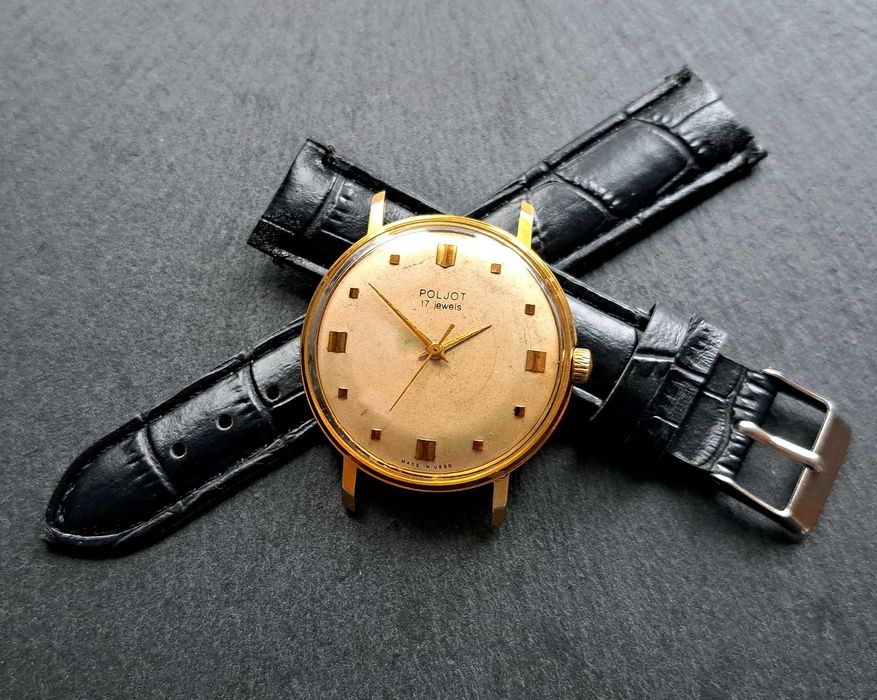 Poljot radziecki zegarek vintage powłoka złoto Au20
