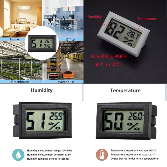 Termómetro digitai com relé. Medidor de temperatura e humidade Casa