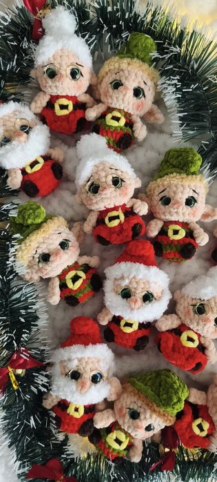 Mikołaj, maskotka szydełkowa, breloczek.Boże Narodzenie ozdoby