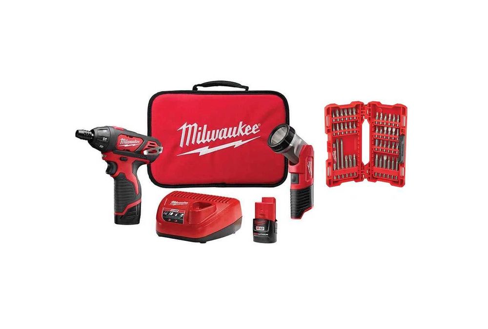 Milwaukee 2482-22 M12 12V Wkrętarka Akumulatorowa + Lampa LED 2x 1.5Ah zestaw bitów