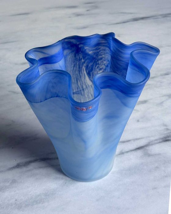 Szklany matowy wazon Aida, Denmark Niebieski wazon na kwiaty