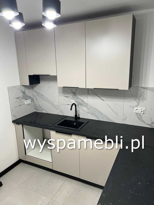 NOWA kuchnia 280+60 każdy wymiar kaszmir czarny meble kuchenne wyspa