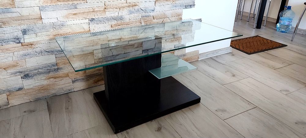 Ława szklano drewniana