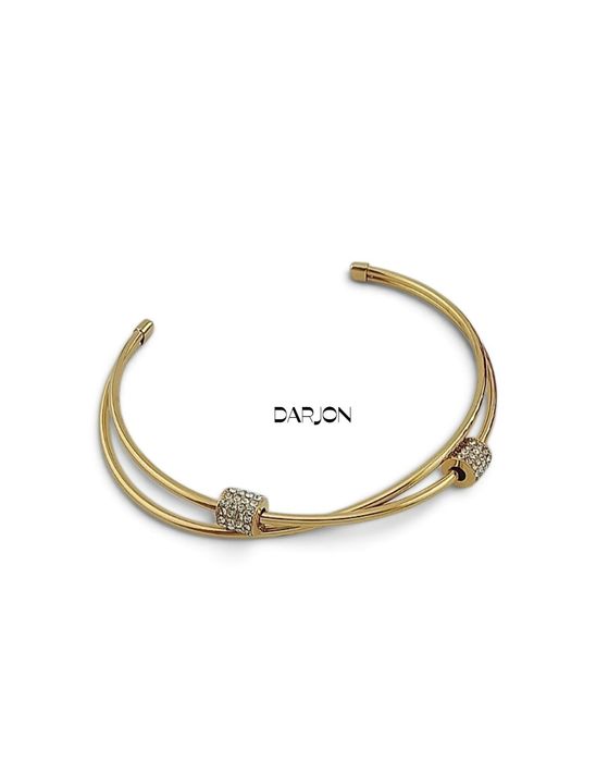 Złota bransoletka S.Steel sztywna typu cuff (otwarta), stal chirurgiczna