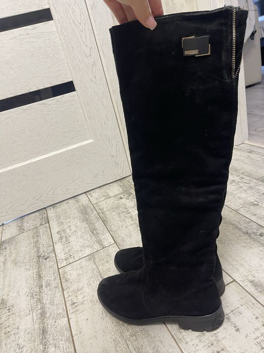 Ботфорти натуральний замш, сапоги високі