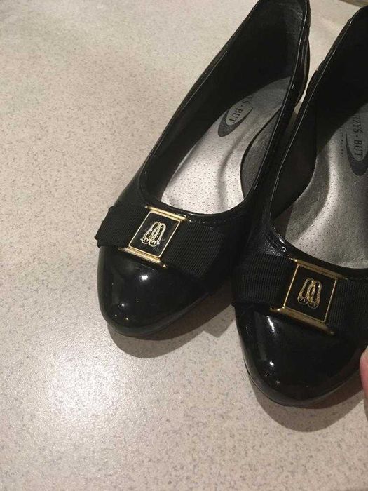 Baleriny czarno złote, rozmiar 36, skóra naturalna, polski producent