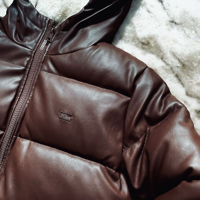 M L 46 48 Levis пуховик куртка парка шкіряна коричневая женская жіноча