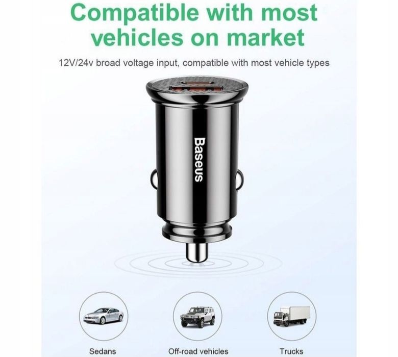 Ładowarka samochodowa Baseus Circular PD QC4.0+ 5A 30W podwójna