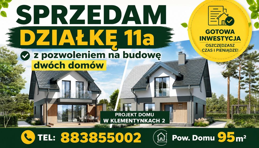 Sprzedam działke 11a  przygotowana do inwestycji