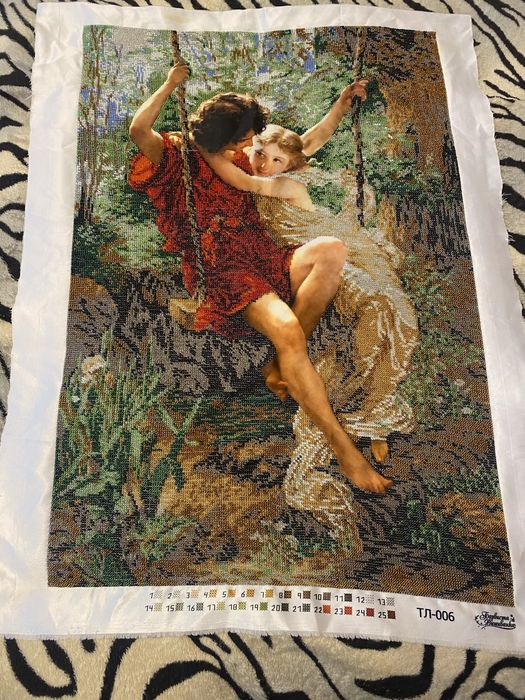 Вишивка бісером «Двоє на гойдалках» розмір 66*44