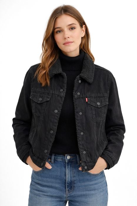 Жіноча джинсова куртка/шерпа на хутрі «Levi's Premium»