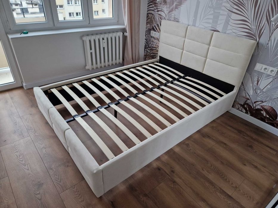 Łóźko Bergamo velur ecru 140x200 NOWE