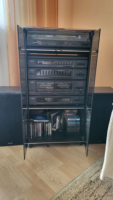 Wieża stereo SANYO DXD969CDL + gramofon + oryginalna szafka + kolumny