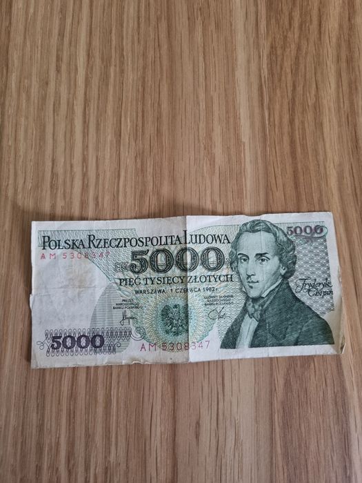 Banknot "Piec tysięcy złotych" 1982r Fryderyk Chopin
