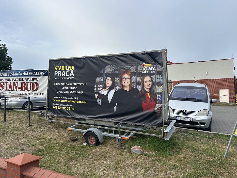 REKLAMA MOBILNA, przyczepka - laweta reklamowa