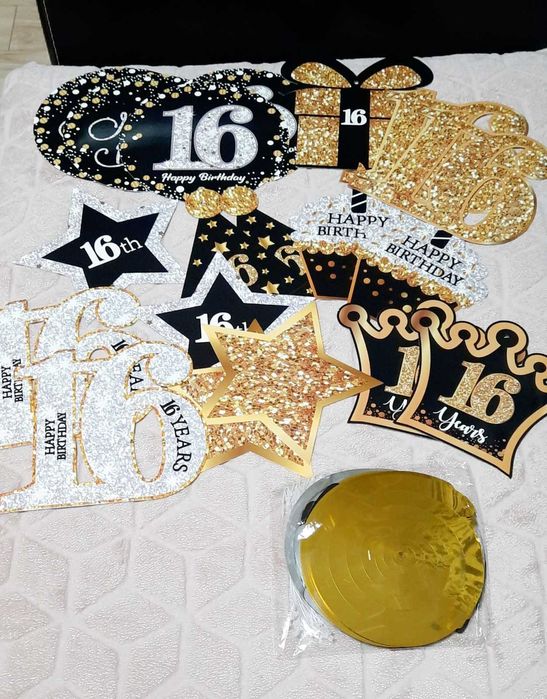 Набір, аксесуари для фотозони, на стіл, святкування ДН 16-річчя