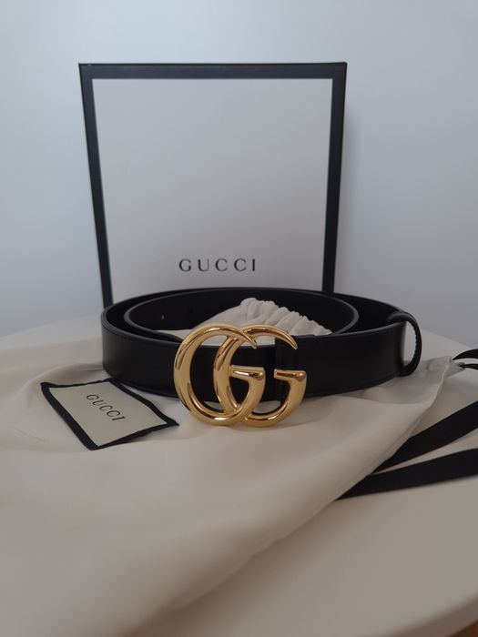 Czarny skórzany pasek Gucci