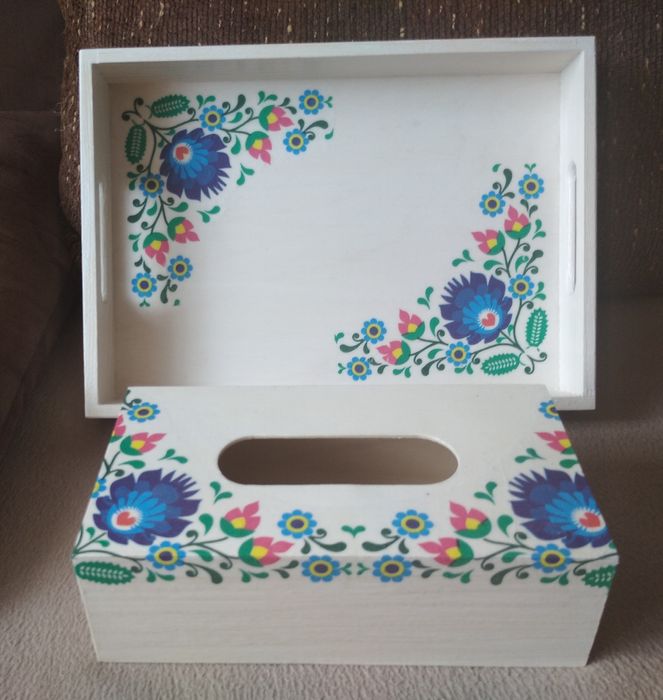 Zestaw decoupage taca, chustecznik/ prezent dzień matki