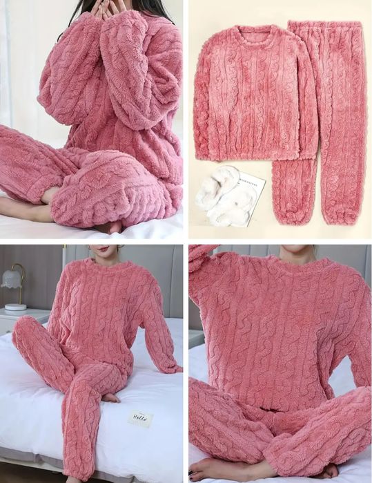 Новая зимняя пижама женская, мужская теплый костюм плюшевый косичка