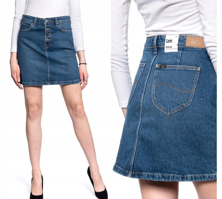 Spódnica jeans Lee Button Fly A Line w28 nowa