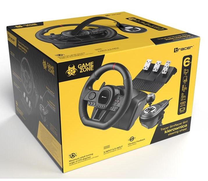 Кермо з педалями та коробкою передач Tracer SimRacer 6in1 для PS4/PS3/