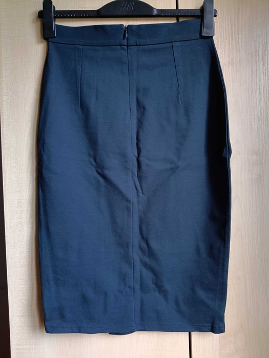 Granatowa elegancka obcisła spódnica do kolan 36 S S1