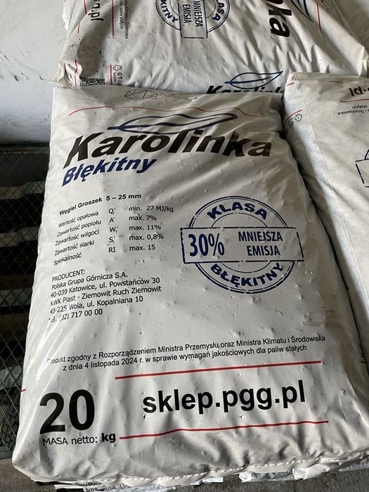 Węgiel Groszek Karolinka Błękitny PGG 20kg - worki, odbiór osobisty 820kg