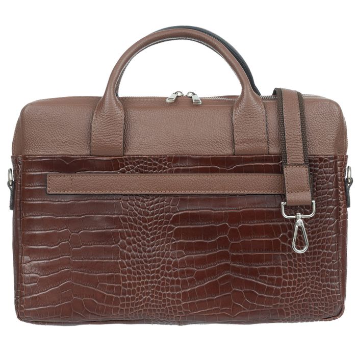 VERA PELLE torebka skórzana teczka kroko torba na laptopa V545 brązowa