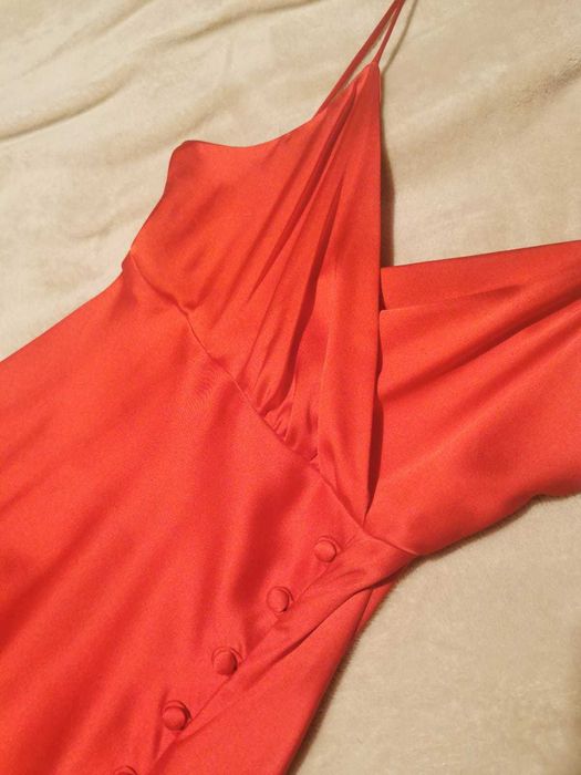 Vestido vermelho acetinado ZARA XS