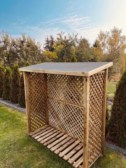 Drewutnia Wiata Kominkowa z Dachem Krytym Papą Solidna