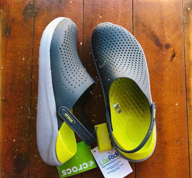 Купить Крокс LiteRide  Лайт райд Грей/Грин Темная Подошва