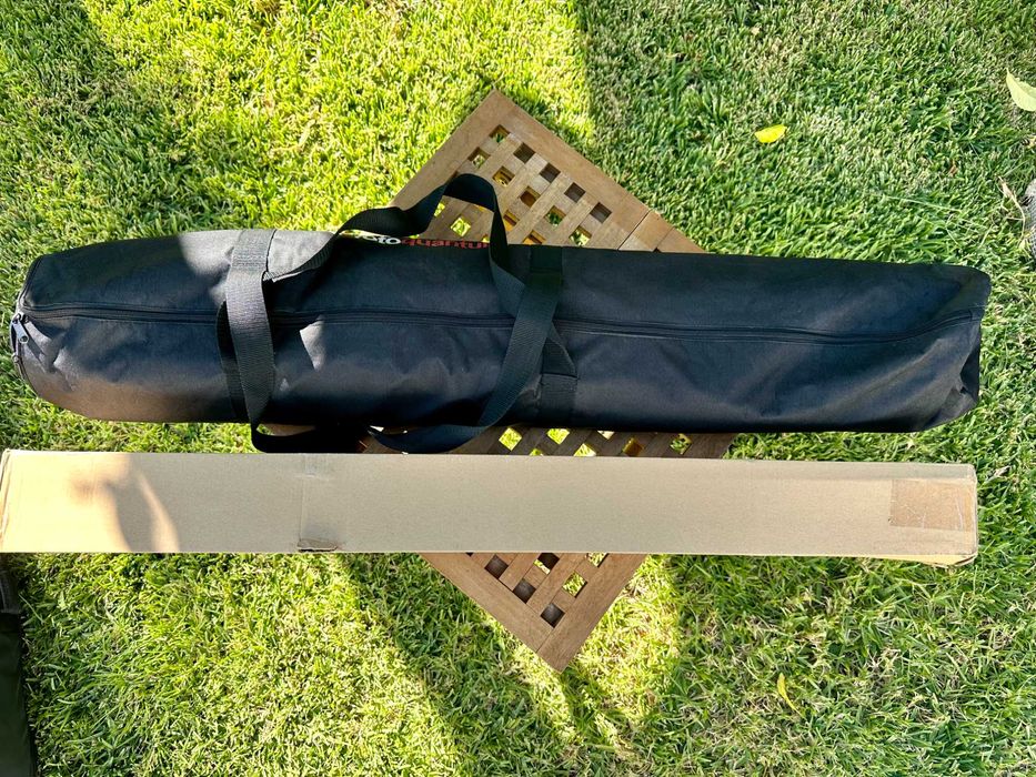 Conjunto de 3 tripés de iluminação e barra de suporte de fundos