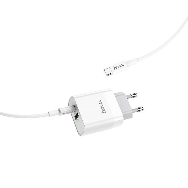 Hoco C80a Network Charger Pd20w/qc3.0 + Type-c Cable White